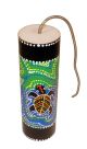 Front: Donner-Trommel  blau-gelb mit Schildkröte kaufen München, Handarbeit kaufen, Donner-Trommel Kinder, Akustik lernen, Gewittertrommel, Effektinstrument, Thunder Drum, Gewittermacher Musik, Soundeffekte Hörspiel Instrument, Musik für Geschichten