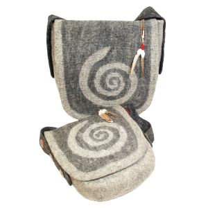 Rahmentrommel-Tasche Filz hellgrau-rauchgrau, 46 cm kaufen München, buy hand made felt bag for 18