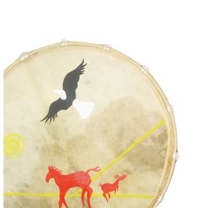 Rahmentrommel Steppe mit Adler und Pferd  A3 45 cm kaufen München, Schamanentrommel kaufen Bayern, Indianer-Trommel kaufen BRD, shamanic-drum, frame-drum 18,5