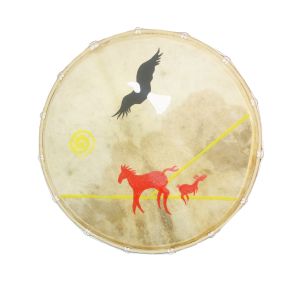 Rahmentrommel Steppe mit Adler und Pferd  A3 45 cm kaufen München, Schamanentrommel kaufen Bayern, Indianer-Trommel kaufen BRD, shamanic-drum, frame-drum 18,5
