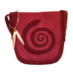 Rahmentrommeltasche Filz, weinrot-rosé, 54 cm kaufen München, buy handmade bag from felt for 20,5