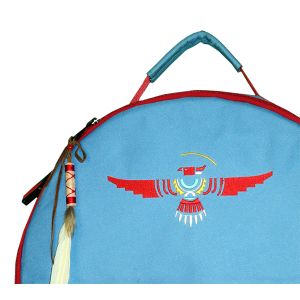 Rahmentrommel-Tasche Deluxe türkis - roter Adler, 44 cm kaufen München, Schamanentrommel-Tasche kaufen BRD, buy drum case for 16,5