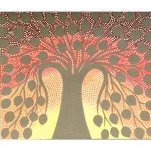 Bild Grauer Baum des Lebens im Regenbogen 60x50 cm, kaufen München, Baum des Lebens in dot-paint-Art Bild kaufen, Bild in Aboriginal Art, Bild - abstrakte Malerei: Grauer Baum des Lebens im Regenbogen, Bild in dot-paint Baum des Lebens, 60x50 cm