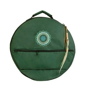 Frontansicht: Rahmentrommel-Tasche Deluxe dunkelgrün mit Mandala, 44 cm kaufen München, buy drum case, dark green for 17