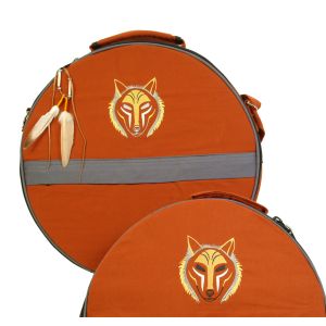 Rahmentrommel-Tasche CP orange - Wolf, 54 cm kaufen München, Schamanen-Trommeltasche kaufen BRD, Rahmentrommeltasche kaufen Bayern - Erding, buy drum case for 20,5